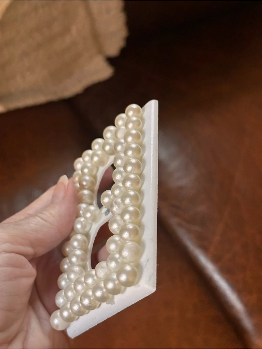 Hand Crafted Pearl Beaded Double Outlet Cover in White